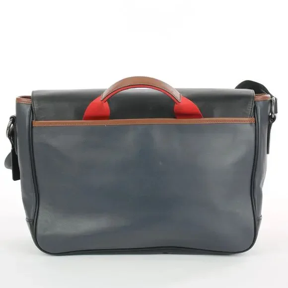 Coach Signature Messenger Bag Gray Black Canvas Leather Crossbody - Picture 2 of 8